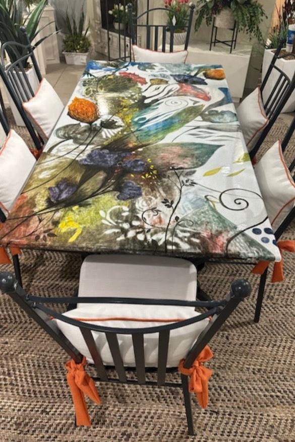 3 x 6 Rectangle Modern Flowers Table W/ Base