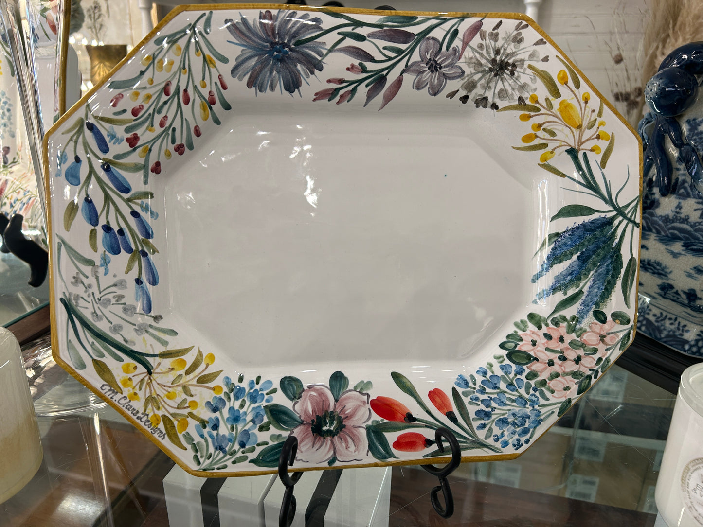 16" x 12" Floral Wreath Octagon Platter