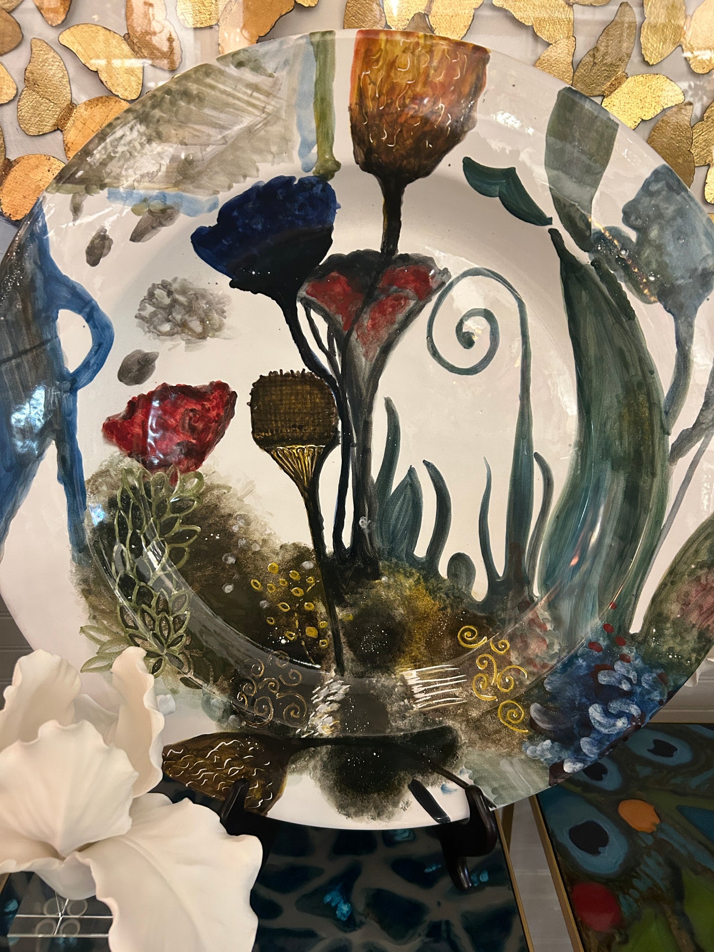 22" Abstract Flower Platter