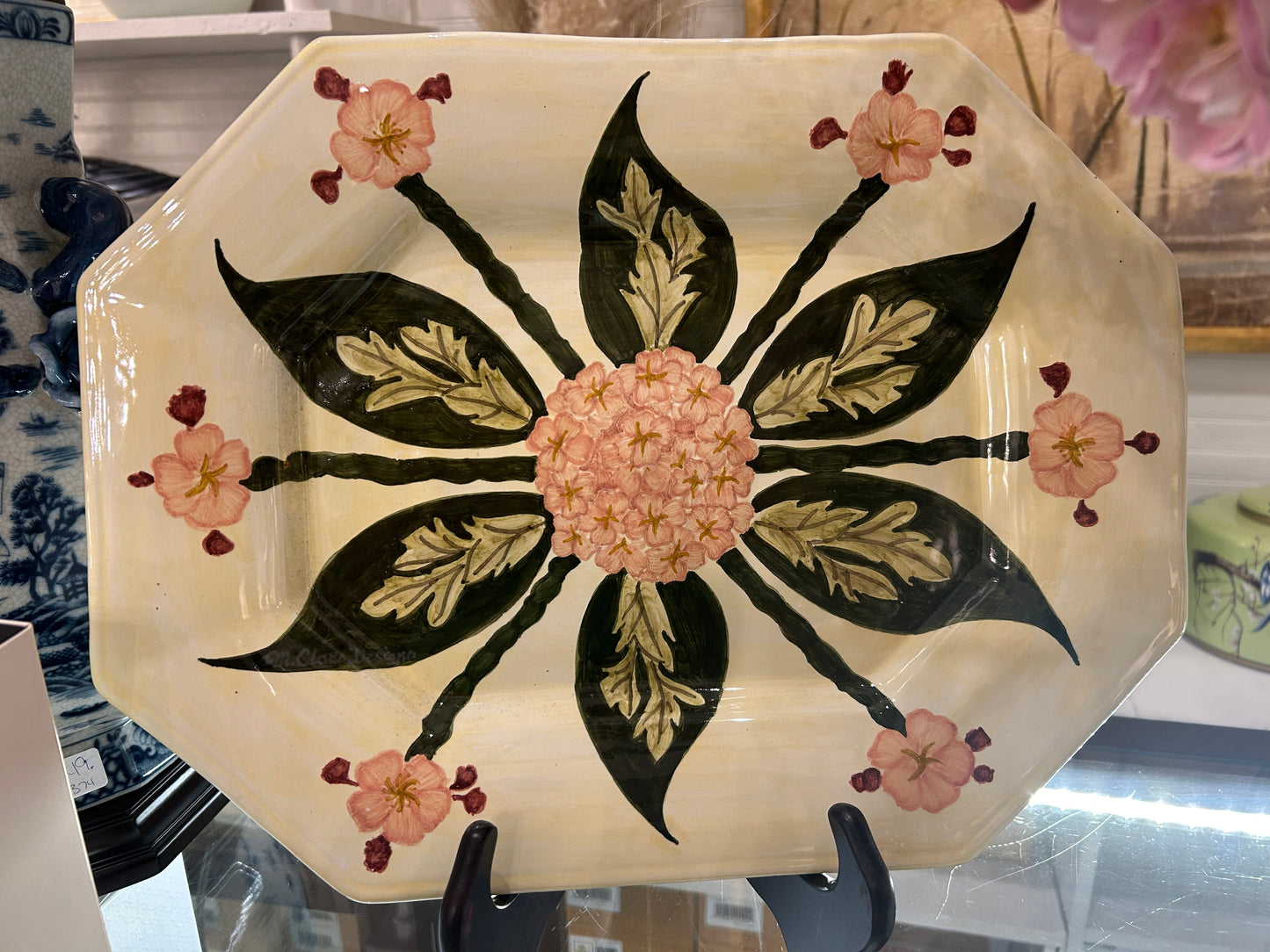 16" x 12" Blush Hydrangea Octagon Platter